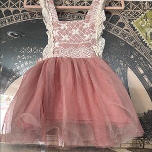 Elegant Pink Lace Kids Formal Dress